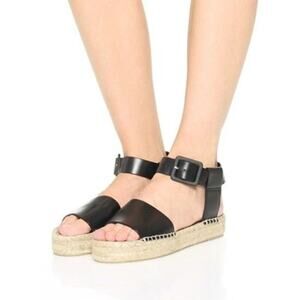 Vince Edina Platform Espadrille Sandals Black Size 7